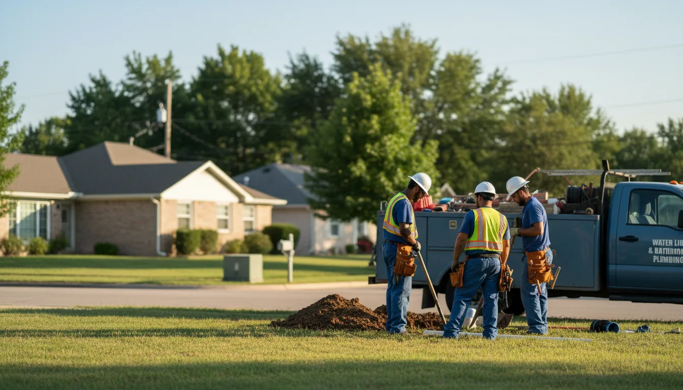 Residential water line and bathroom plumbing service in Deloit, IA